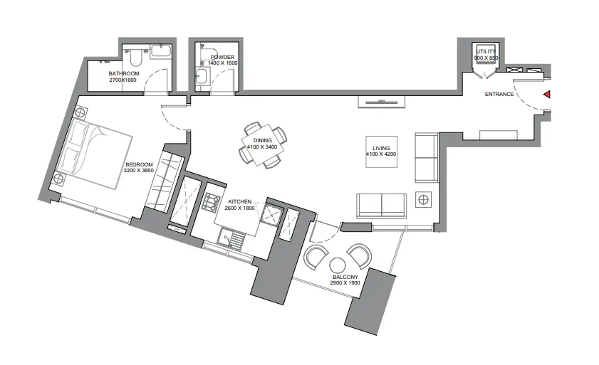 1 bedroom Apartments floor plan at Skyscape