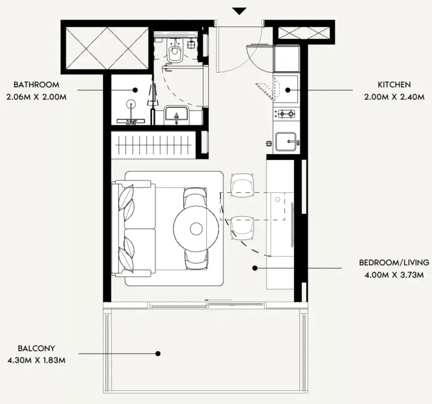 0 bedroom Apartments floor plan at Azizi David