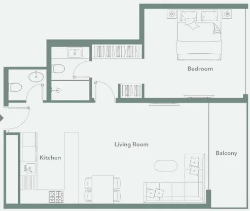 1 bedroom Apartments floor plan at Luma Park Views