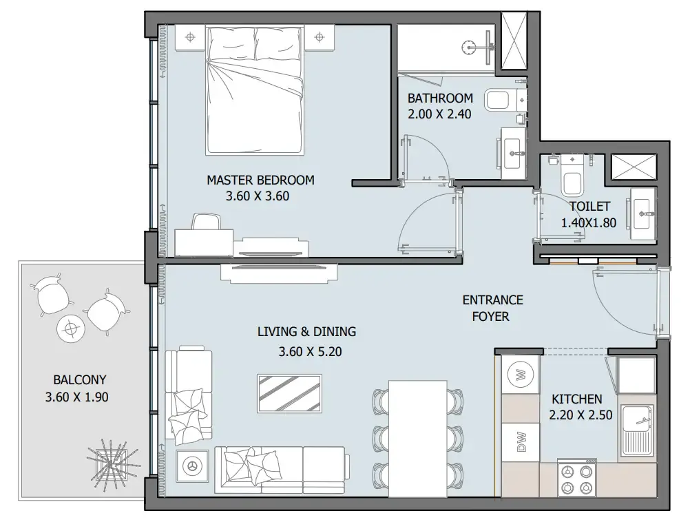 1 bedroom Apartments floor plan at Oceana