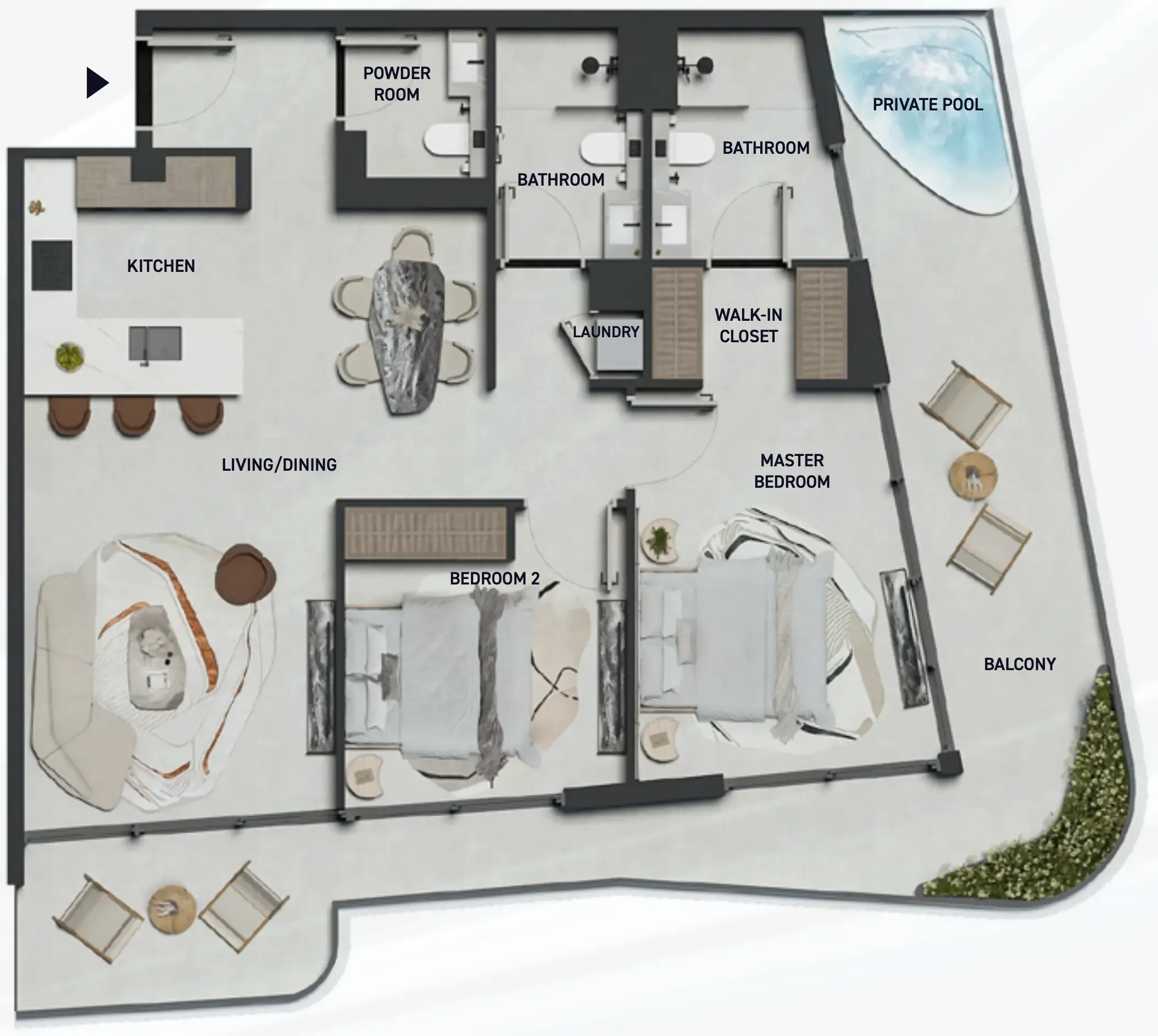 2 bedroom Apartments floor plan at Hadley Heights 2