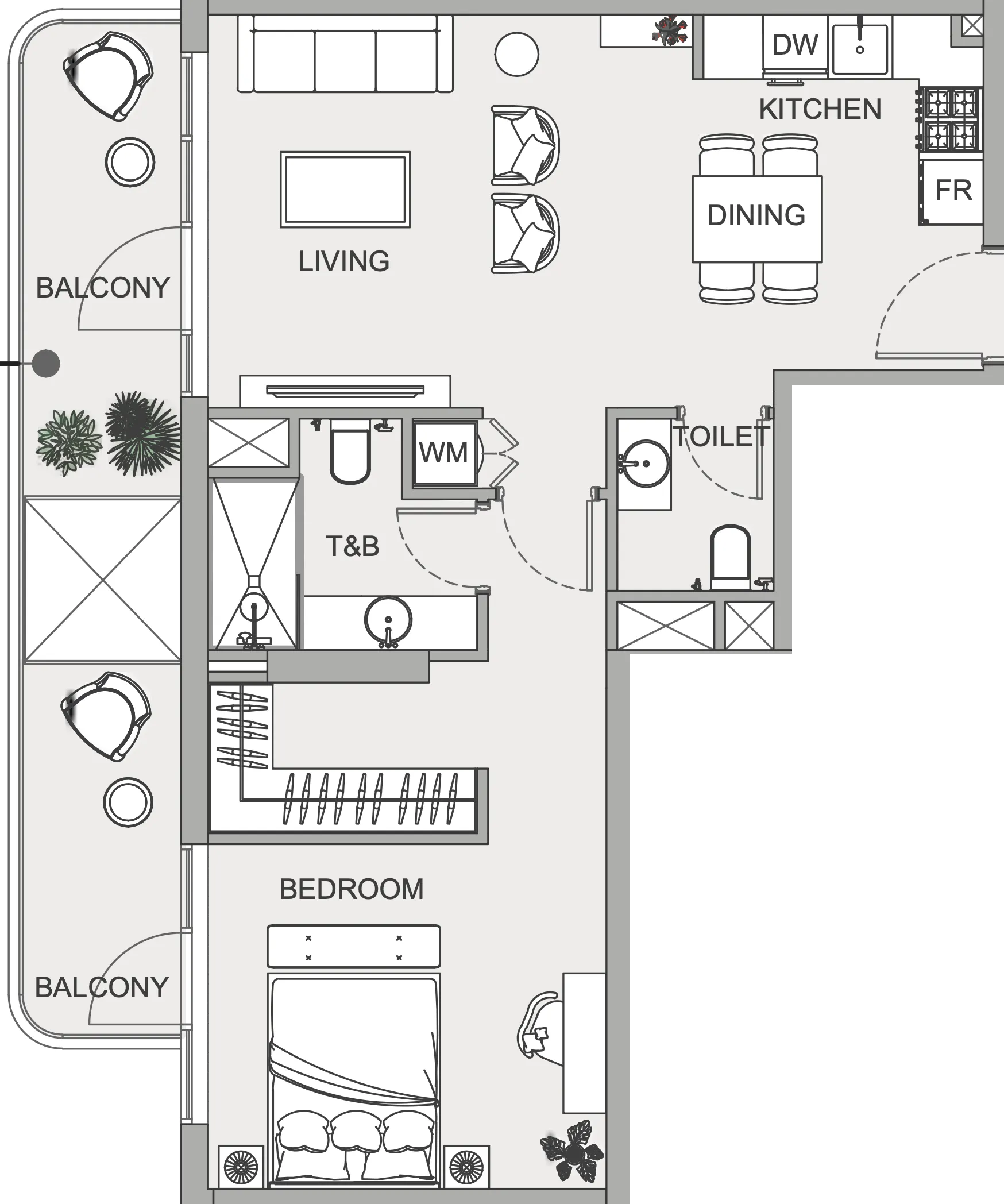 1 bedroom Apartments floor plan at TETR1S Tower