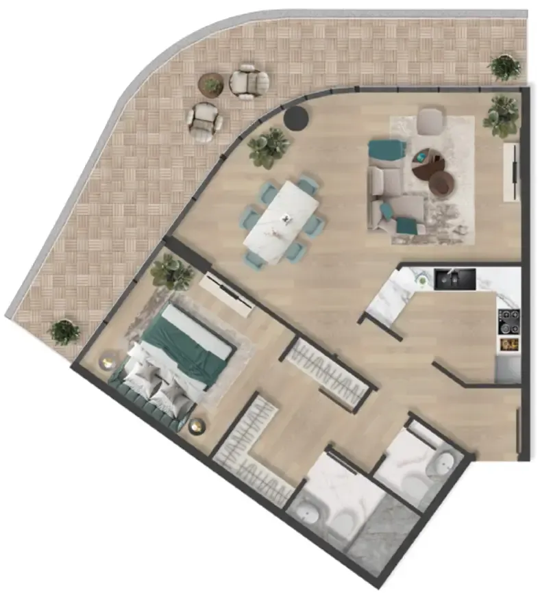 1 bedroom Apartments floor plan at Pelagia