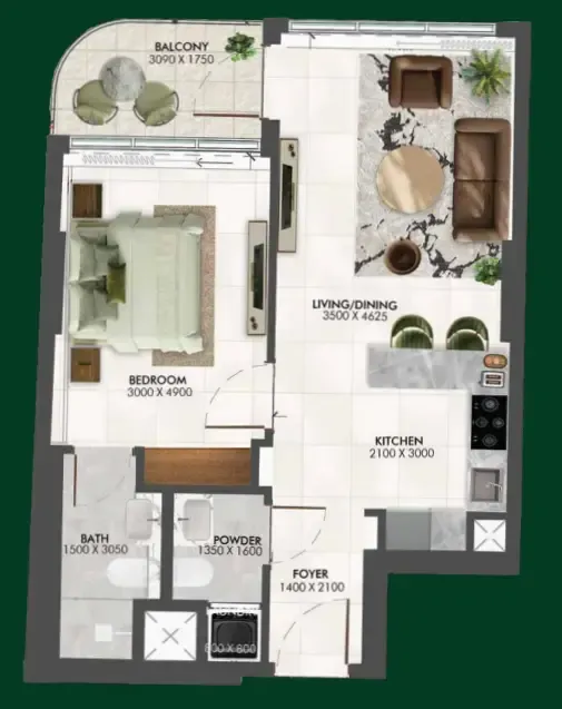 1 bedroom Apartments floor plan at Enchante