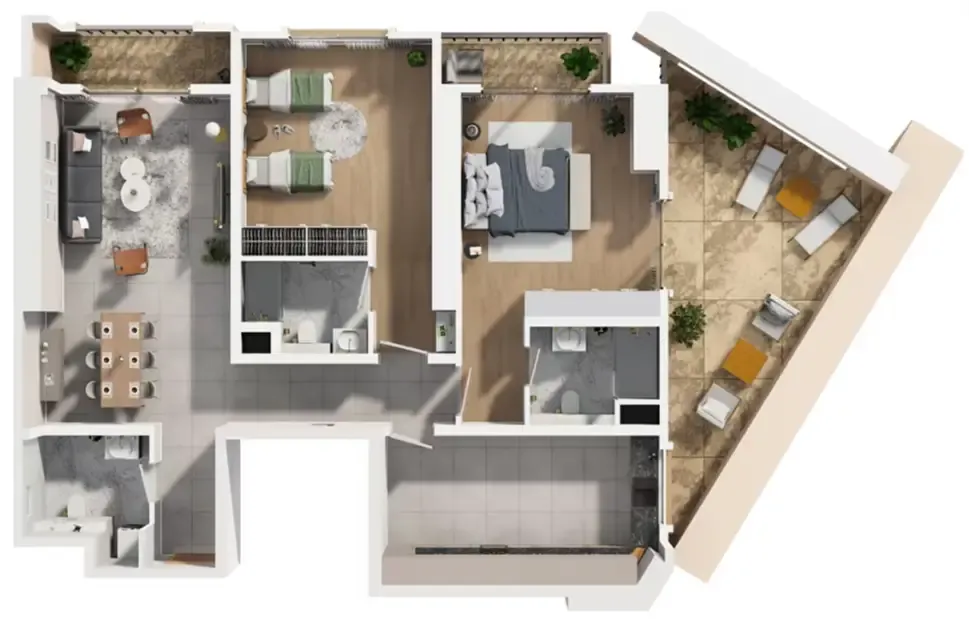 2 bedroom Apartments floor plan at Barajeel Towers