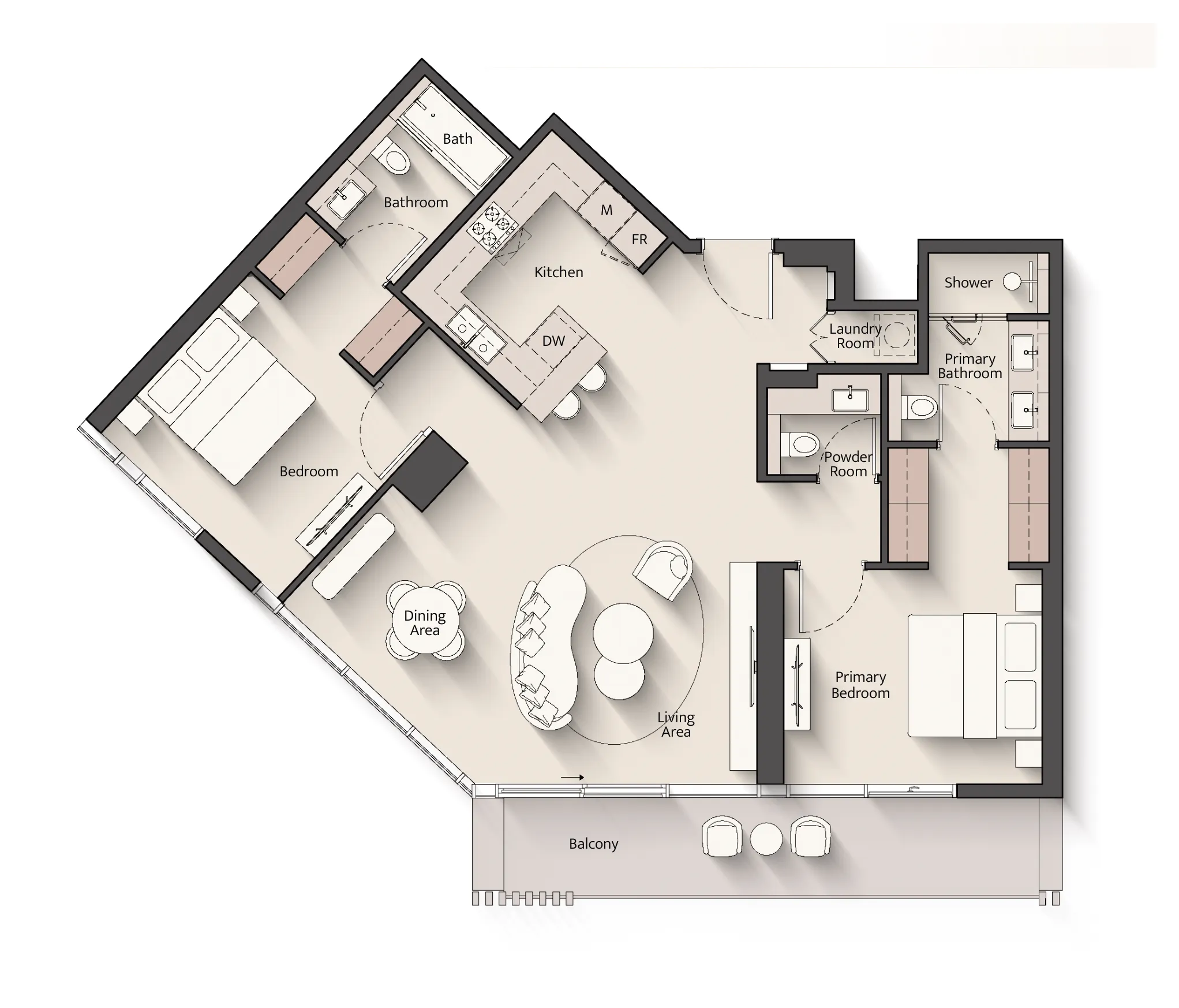 2 bedroom Apartments floor plan at Everly Place