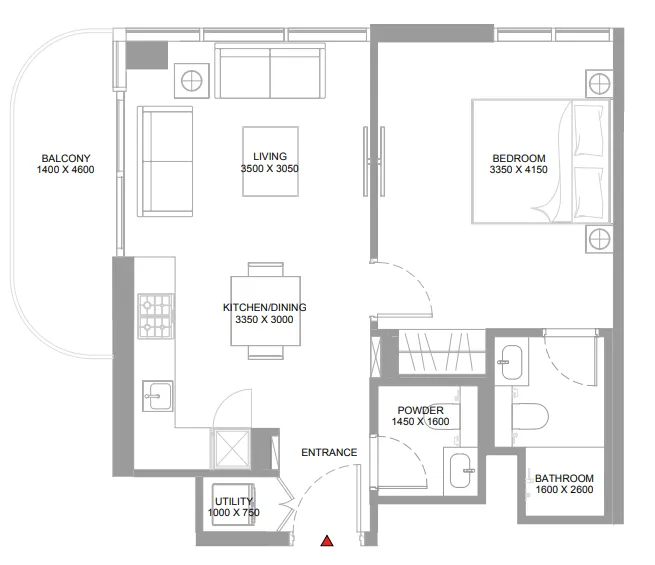 1 bedroom Apartments floor plan at Pristine Beach Residences