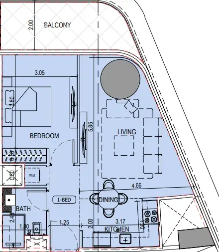 1 bedroom Apartments floor plan at Binghatti Sky Terraces