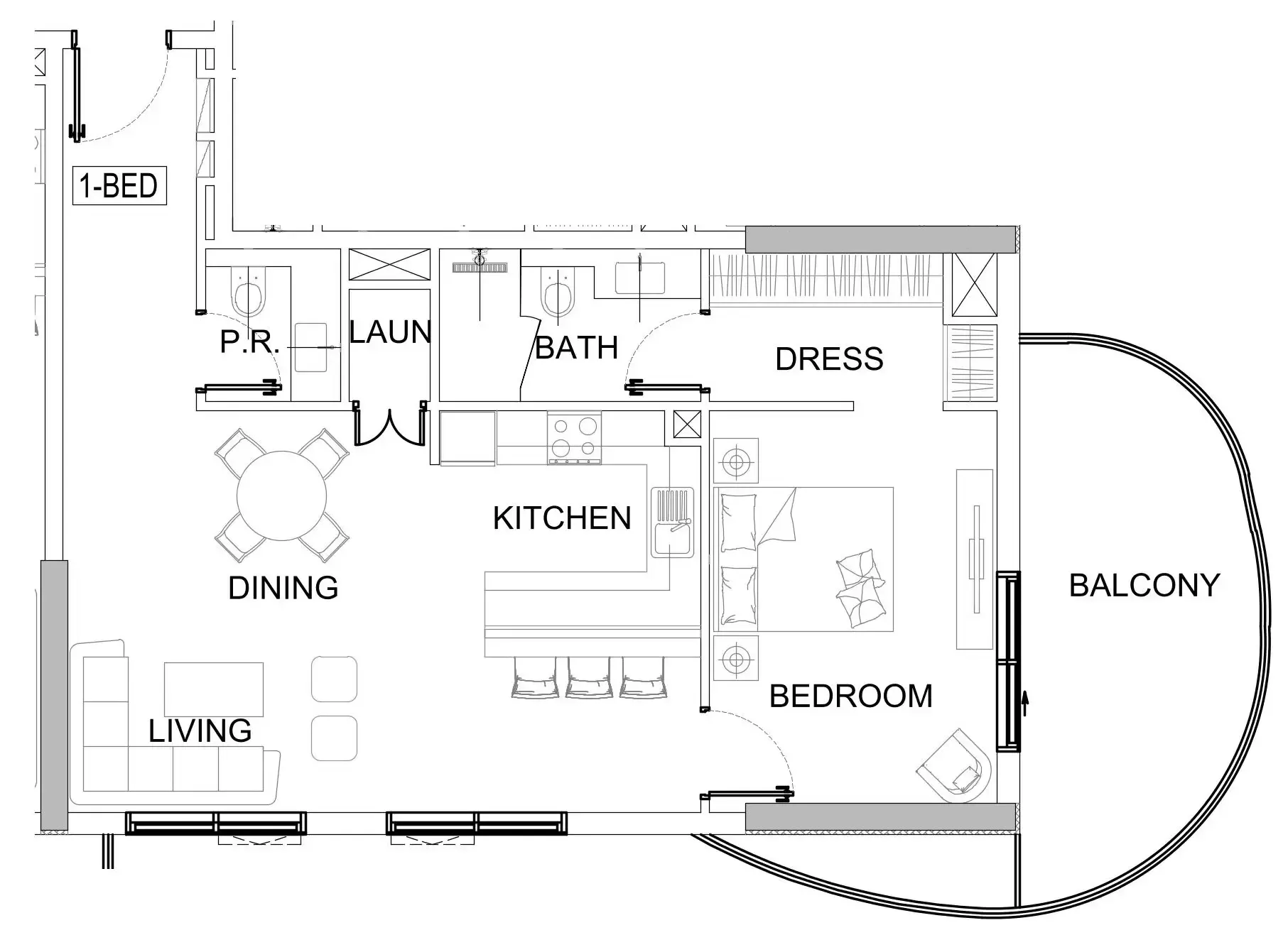 1 bedroom Apartments floor plan at Valencia