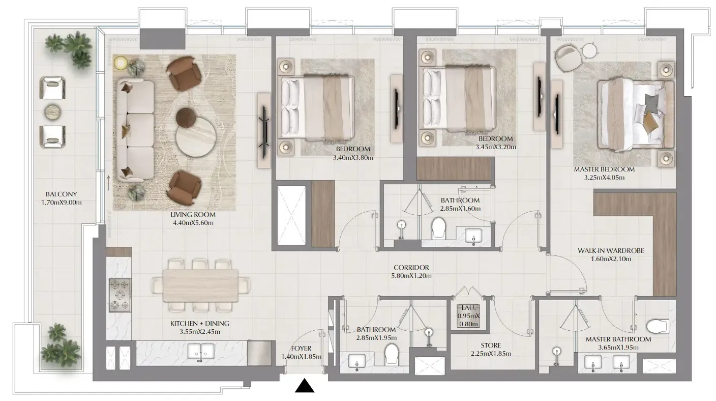 3 bedroom Apartments floor plan at Terra Woods