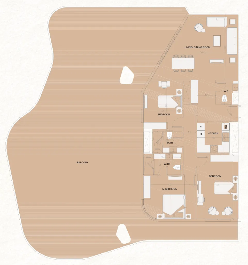 3 bedroom Apartments floor plan at The WADI