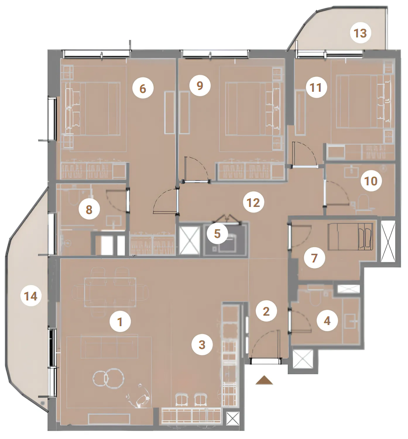 3 bedroom Apartments floor plan at Takaya
