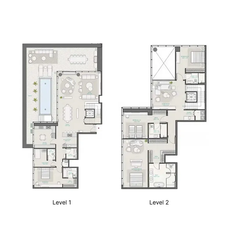 4 bedroom Duplex floor plan at Avenue Park Towers 1 at Wasl 1