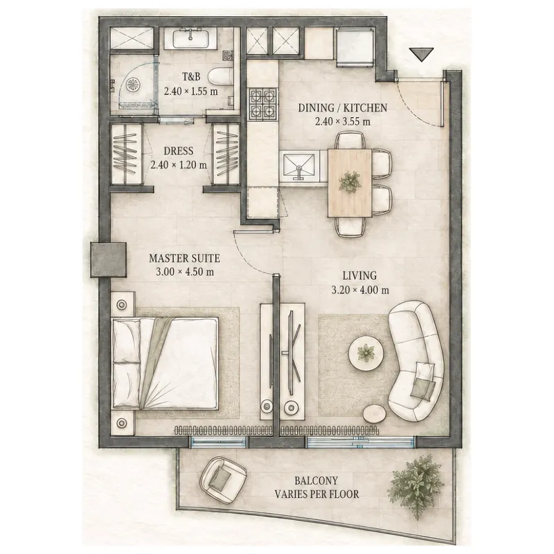 1 bedroom Apartments floor plan at Epoque