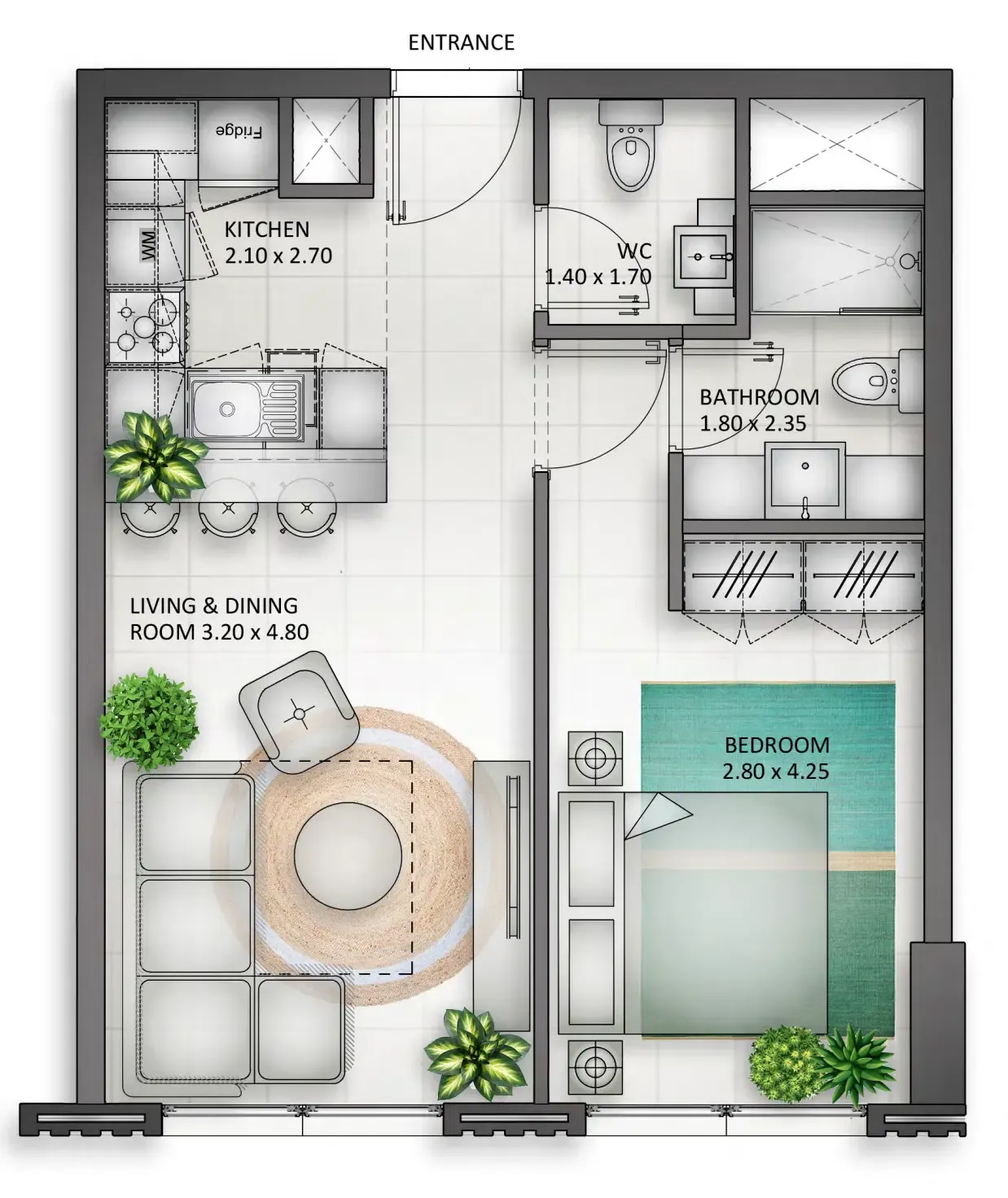 1 bedroom Apartments floor plan at Al Mamsha Sharjah