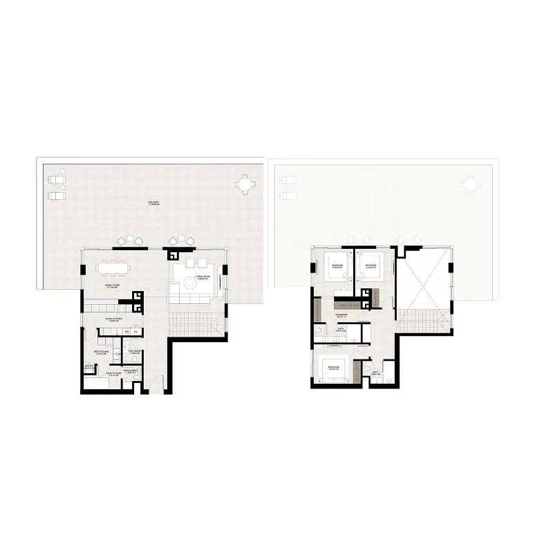 3 bedroom Penthouse floor plan at The Strand Lunara