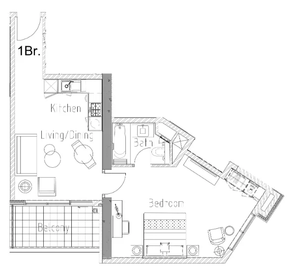 1 bedroom Apartments floor plan at Aykon City Tower