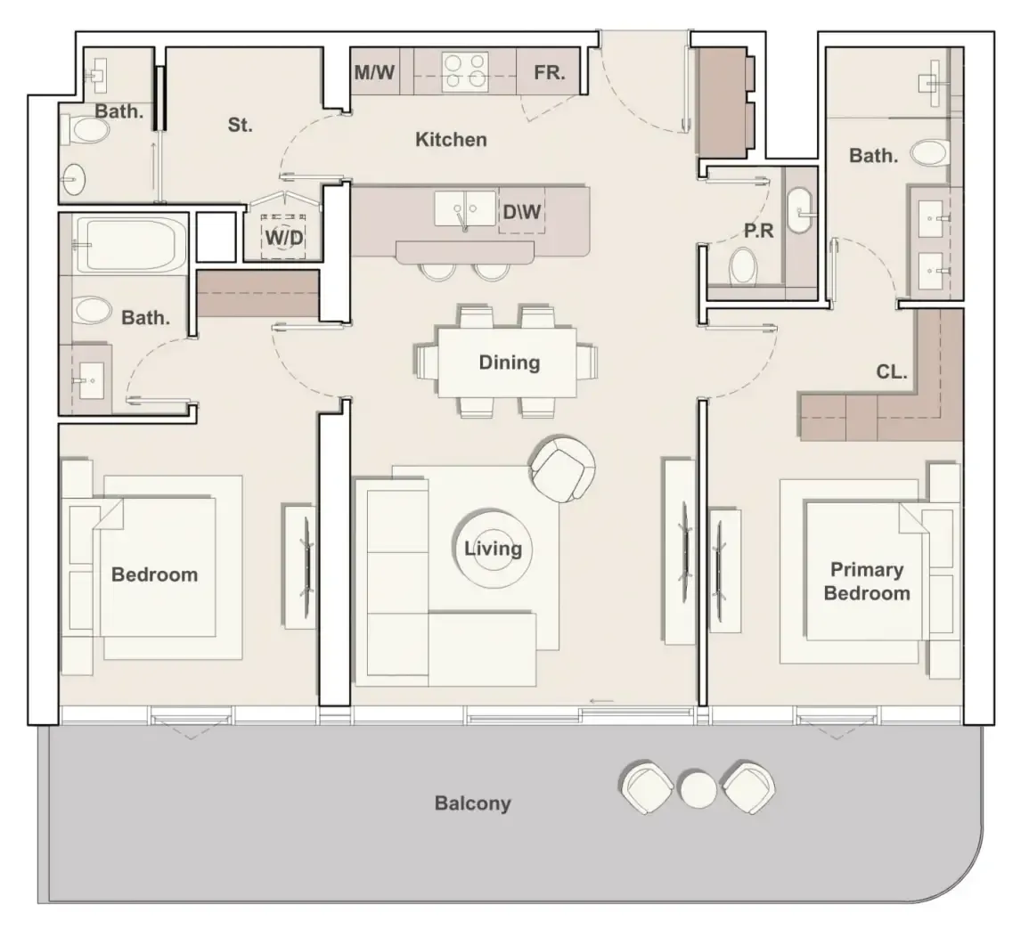 2 bedroom Apartments floor plan at Costa Mare
