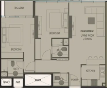 2 bedroom Apartments floor plan at Red Square