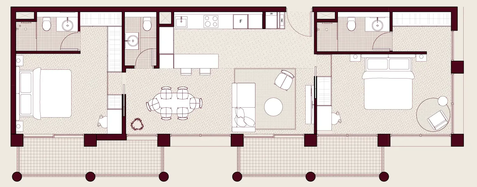 2 bedroom Apartments floor plan at Enta Residences