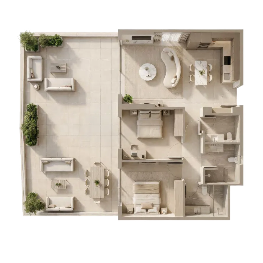 2 bedroom apartments floor plan at Pearl Beach View