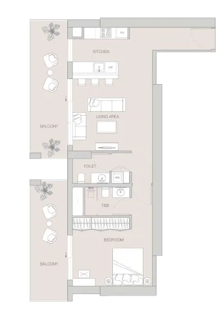 1 bedroom Apartments floor plan at W1NNER Tower