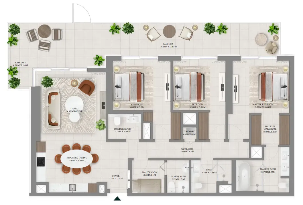 3 bedroom Apartments floor plan at Vida Residences Hillside