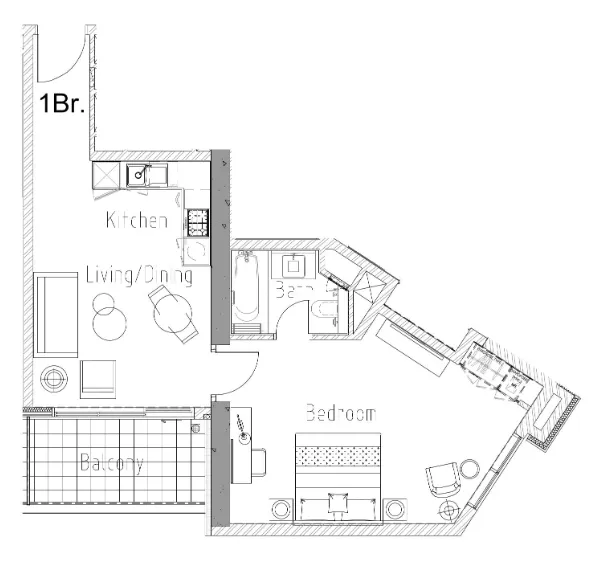 1 bedroom Apartments floor plan at Aykon City Tower