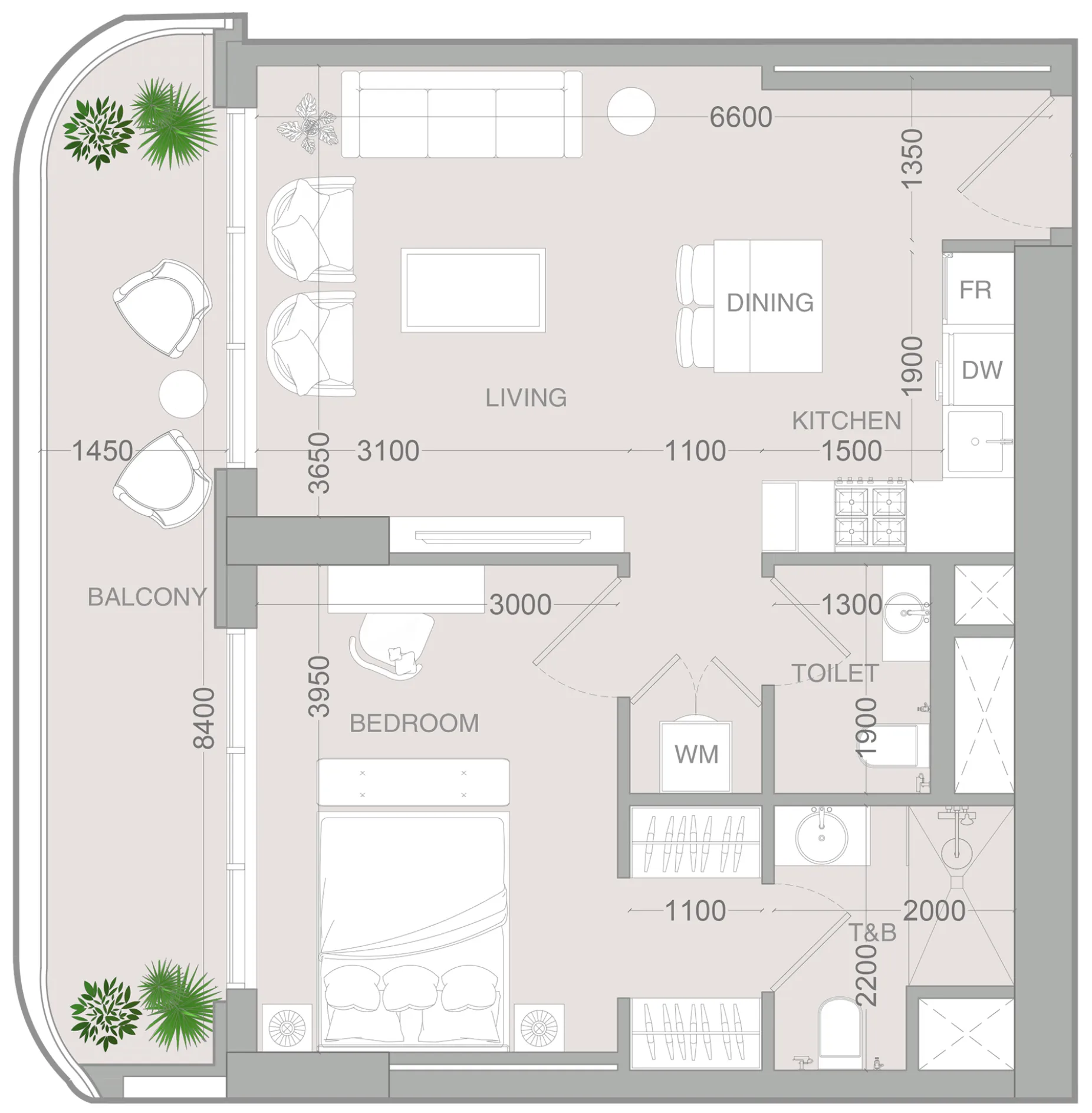 1 bedroom Apartments floor plan at ALTA V1EW