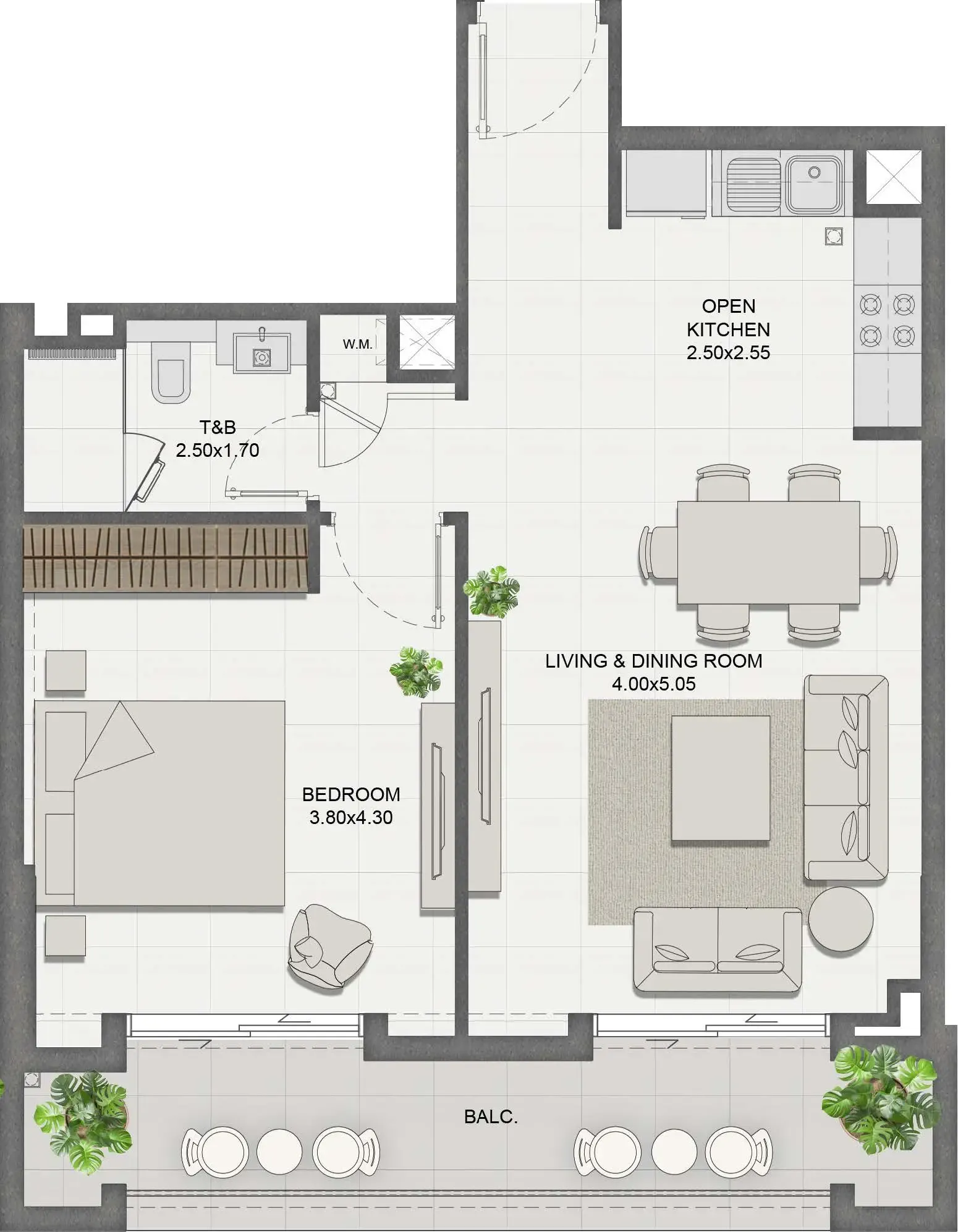 1 bedroom Apartments floor plan at Reeman Residence 01