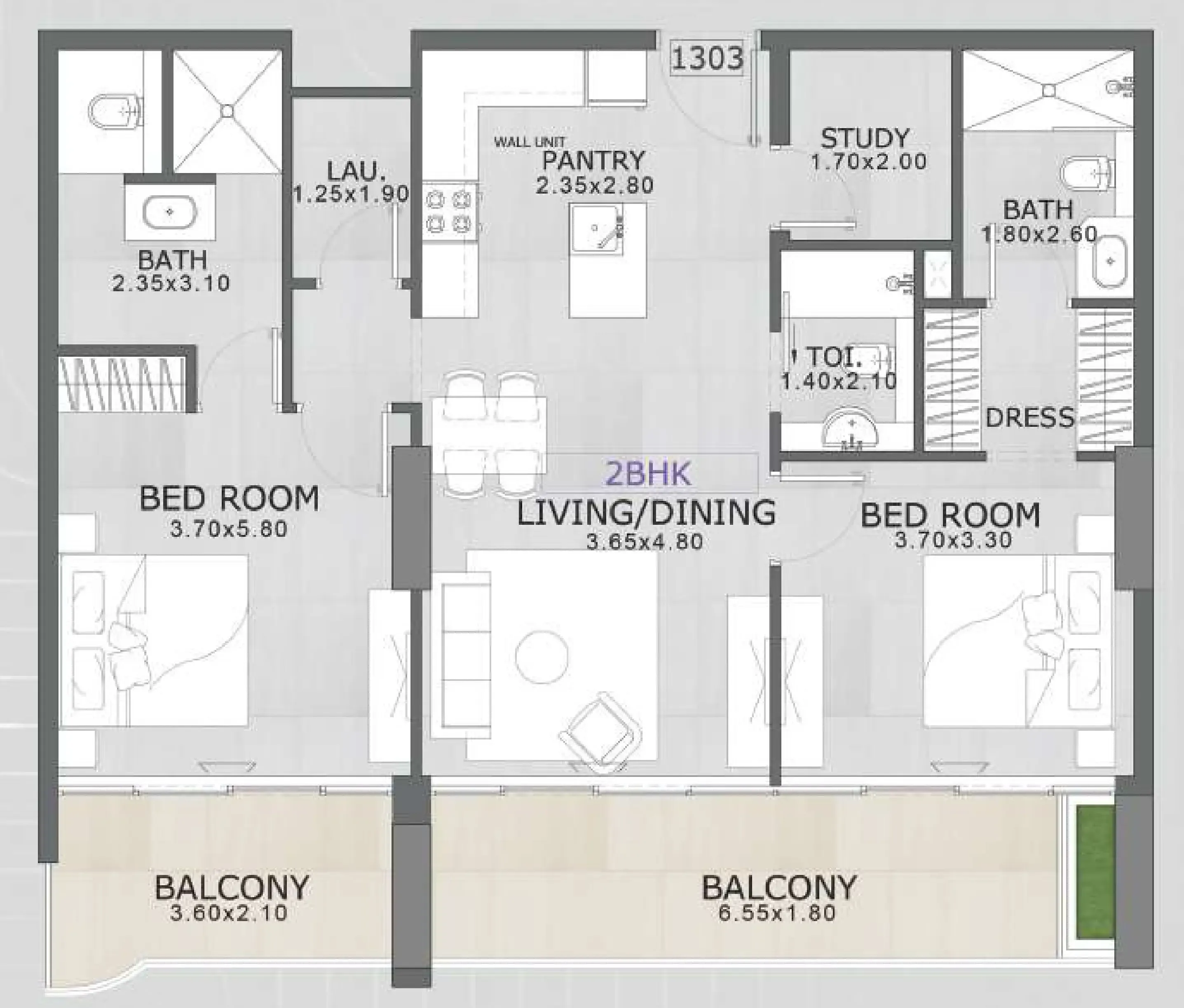 2.5 bedroom Apartments floor plan at Floarea Skies