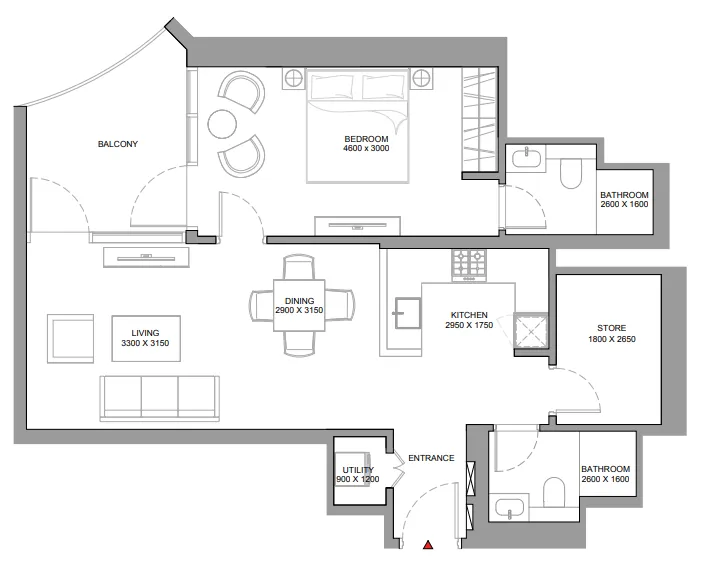 1.5 bedroom Apartments floor plan at Skyvue Stellar
