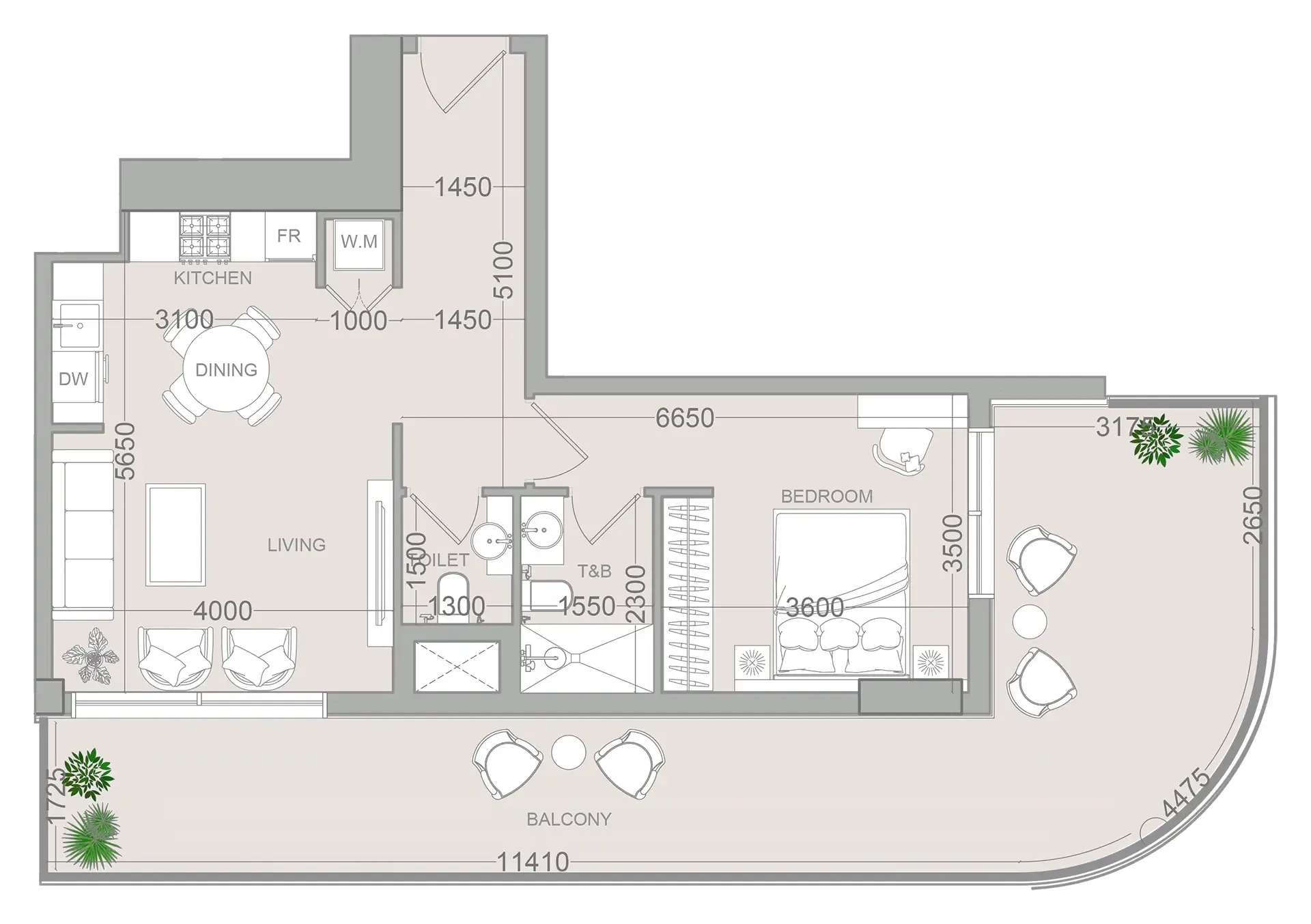 1 bedroom Apartments floor plan at ELAR1S Sky