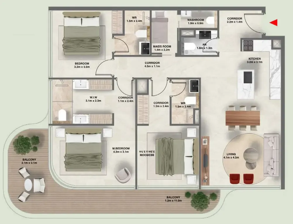 3.5 bedroom Apartments floor plan at The Tides