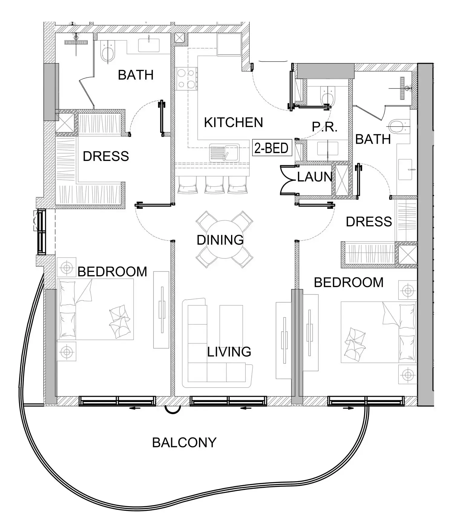 2 bedroom Apartments floor plan at Valencia
