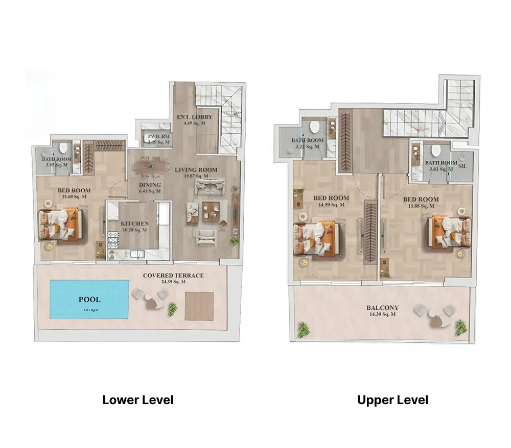 3 bedroom Duplex floor plan at Lincoln Star Residence 2