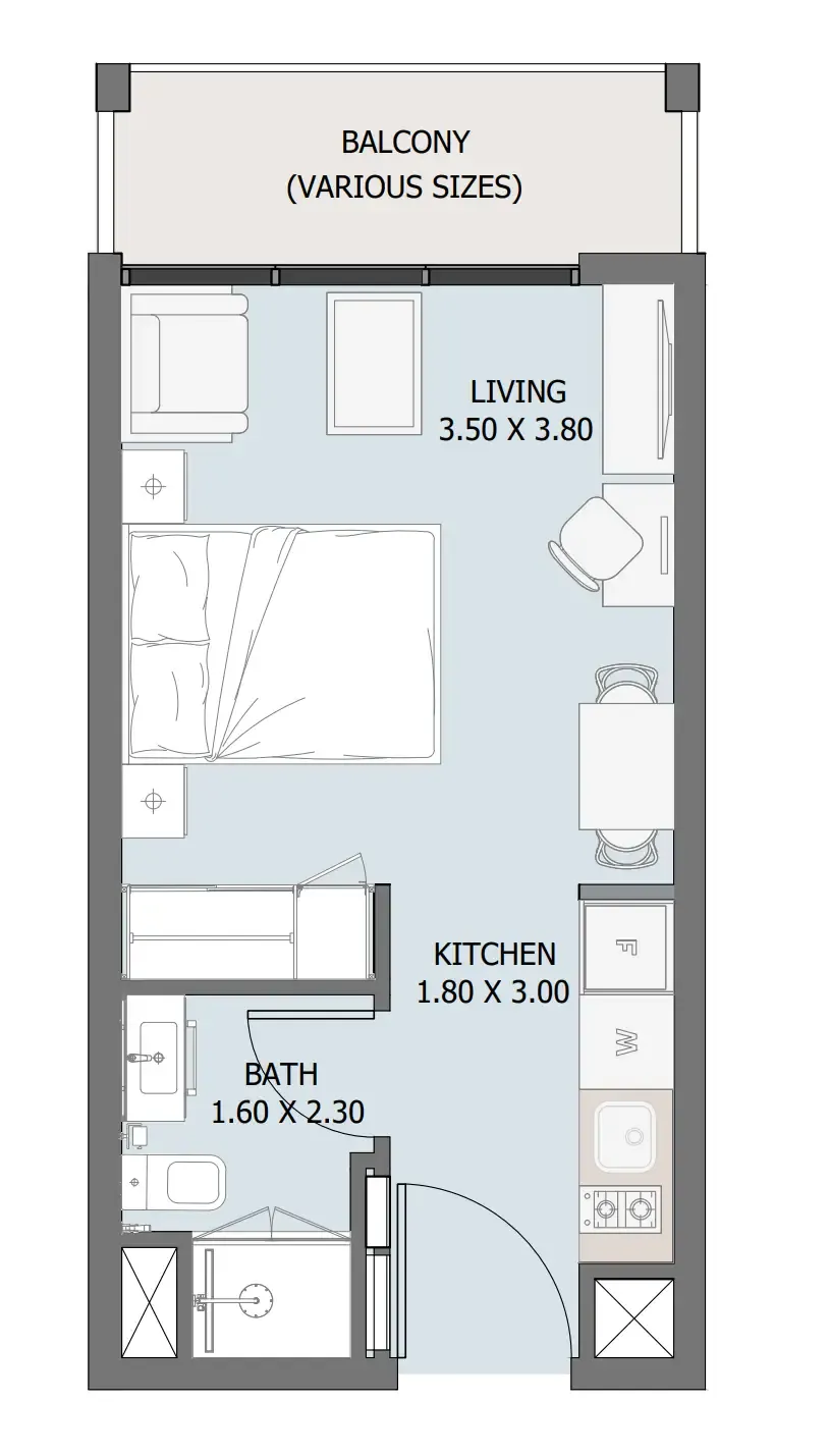 0 bedroom Apartments floor plan at Verdana III