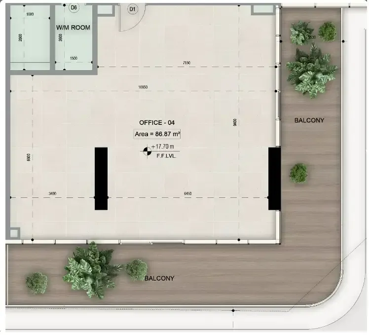  bedroom Office floor plan at Sky Line by Peace Homes