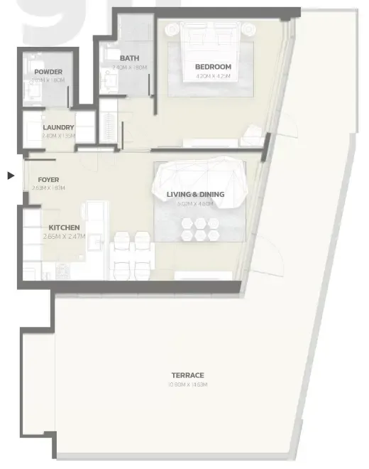 1 bedroom Apartments floor plan at Tonino Lamborghini Residences