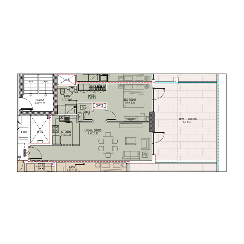 1 bedroom Apartments floor plan at Al Waleed W.S 1