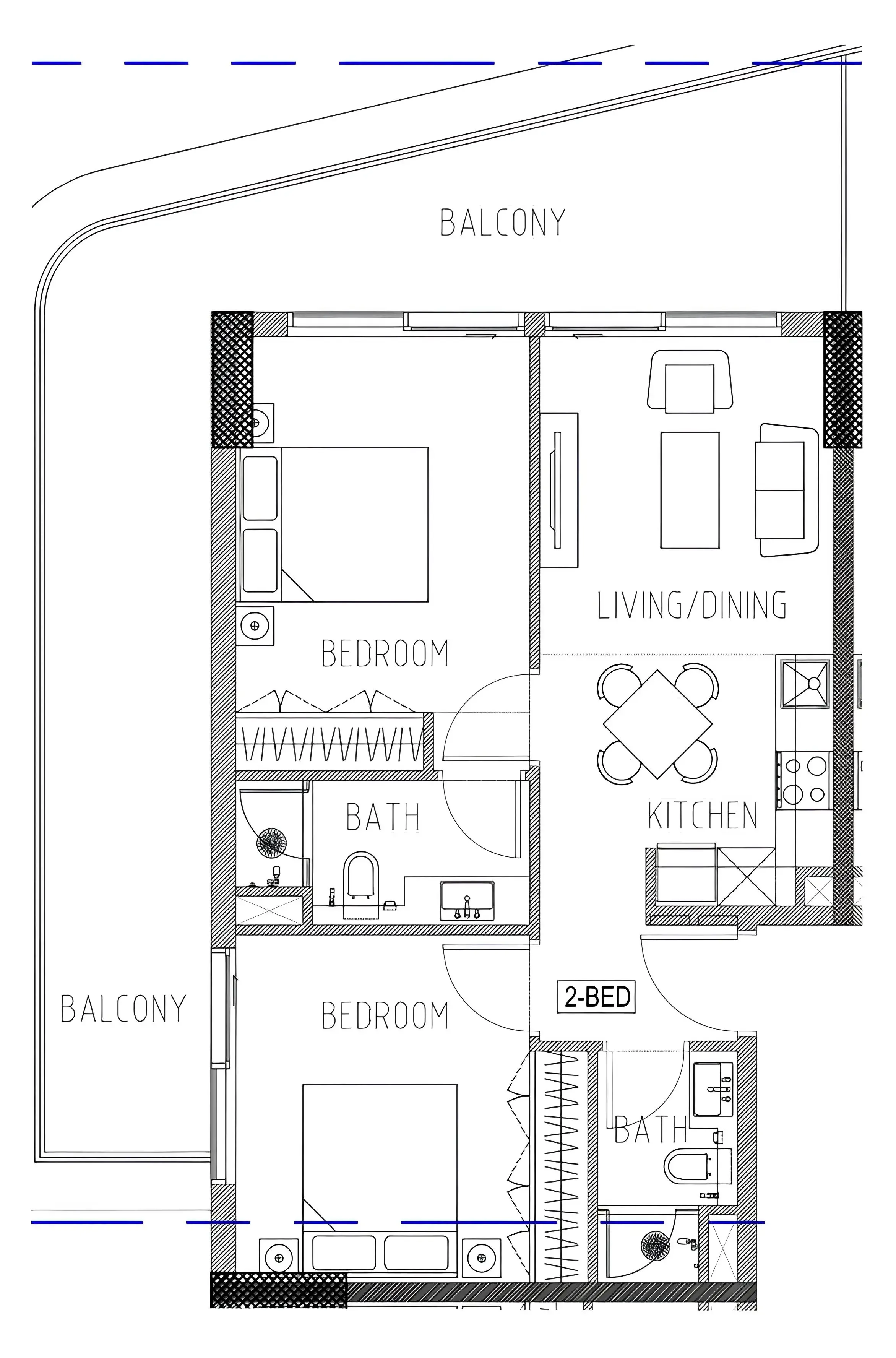 2 bedroom Apartments floor plan at Elo 2 and 3 Damac
