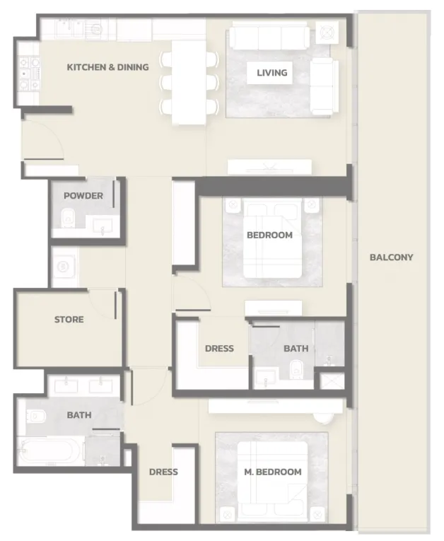 2 bedroom Apartments floor plan at Tonino Lamborghini Residences