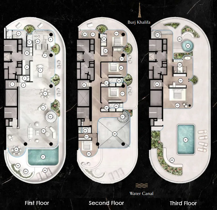 6 bedroom Penthouse floor plan at The Rings