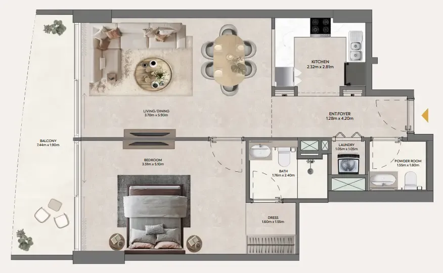 1 bedroom Apartments floor plan at Hermina by Casagrand