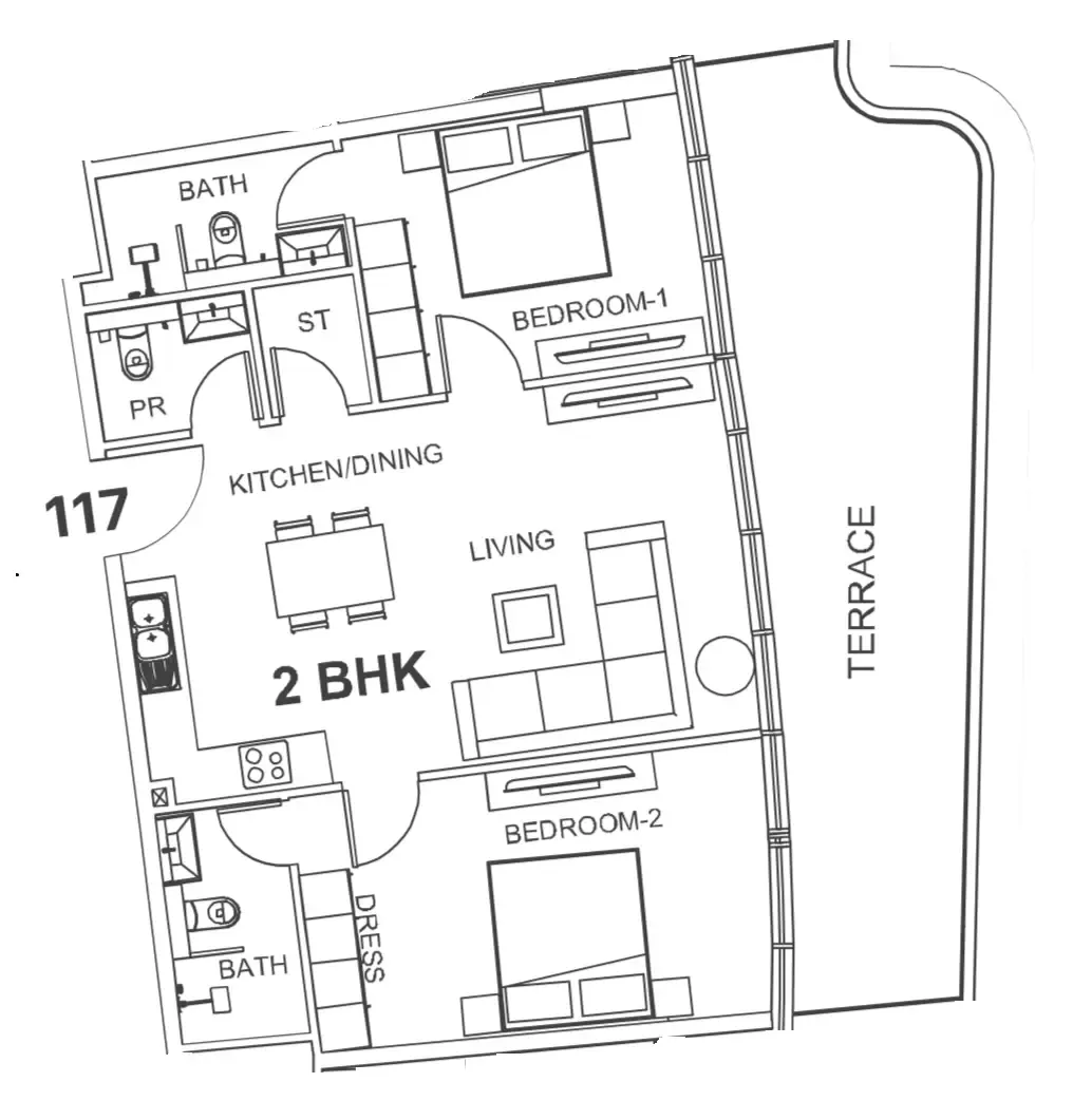 2 bedroom Apartments floor plan at Villa Del Garda