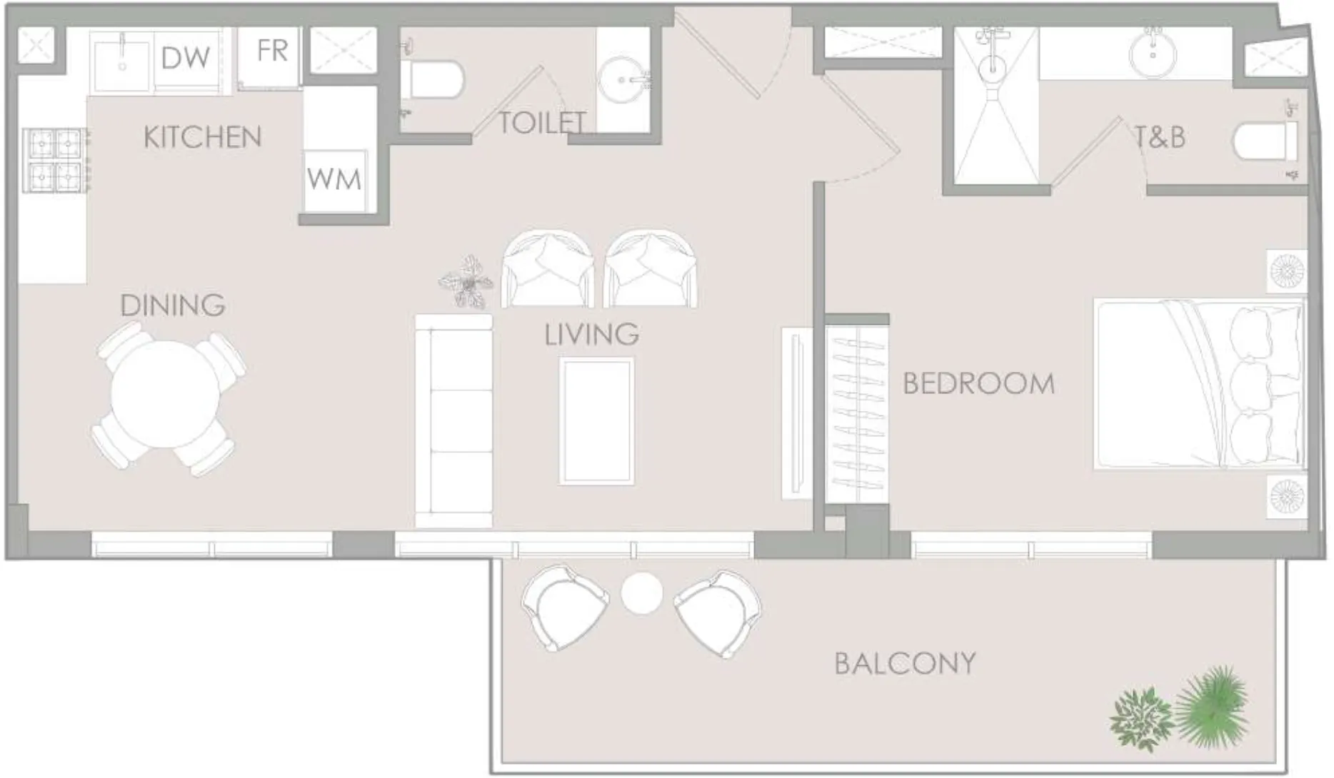 1 bedroom Apartments floor plan at IR1DIAN Park