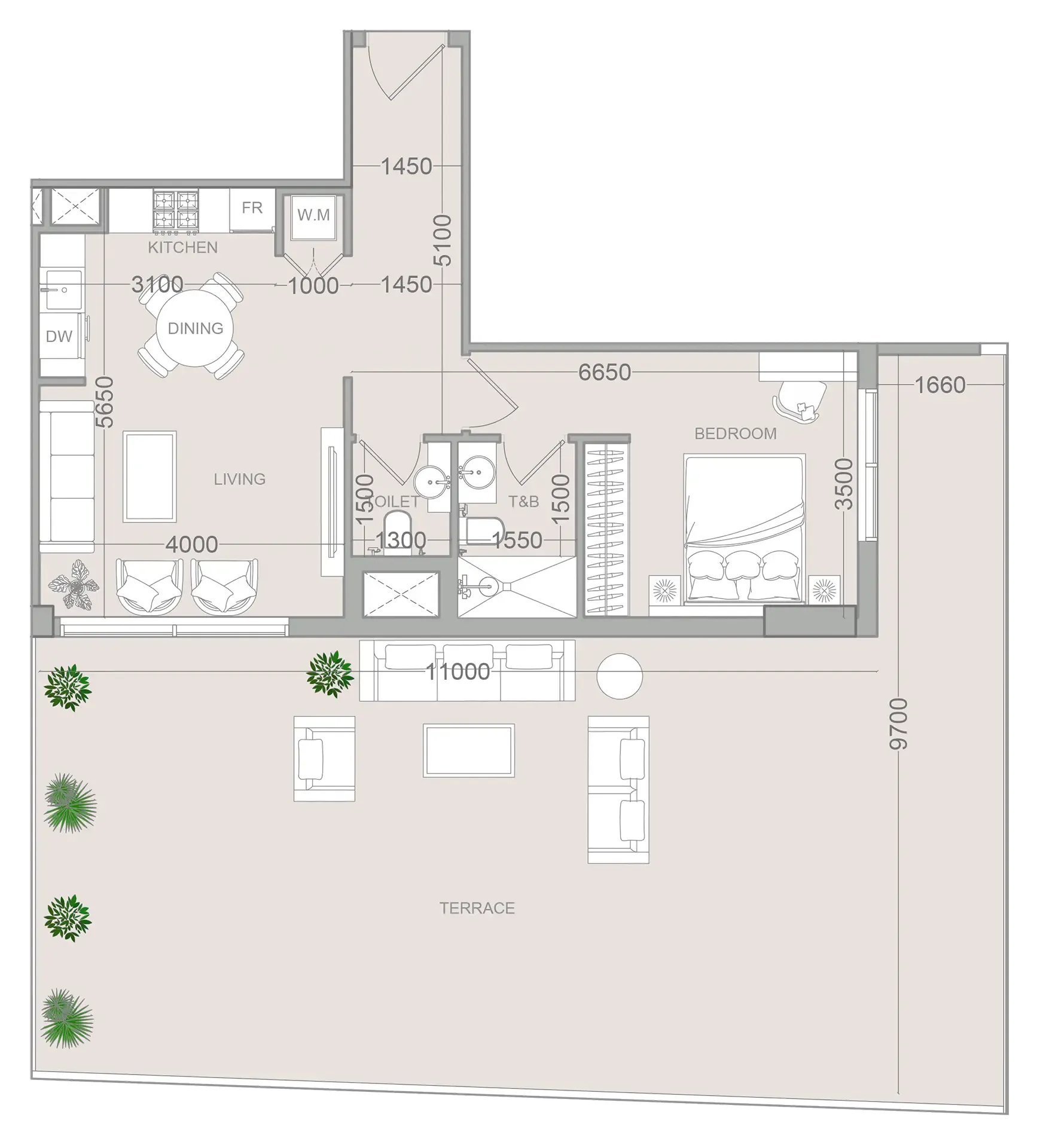 1 bedroom Apartments floor plan at ELAR1S Sky