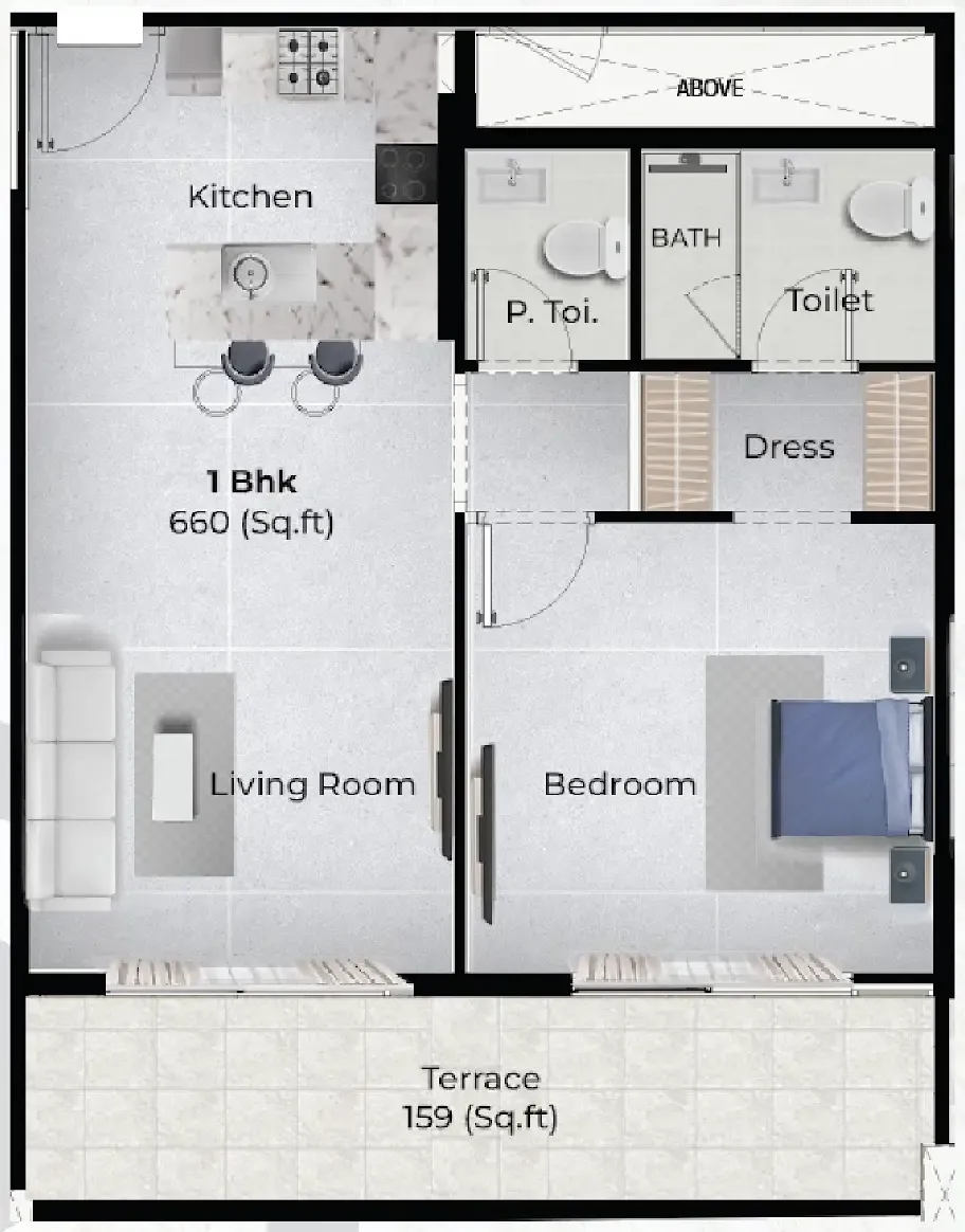 1 bedroom Apartments floor plan at Chapter 02 by Newbury