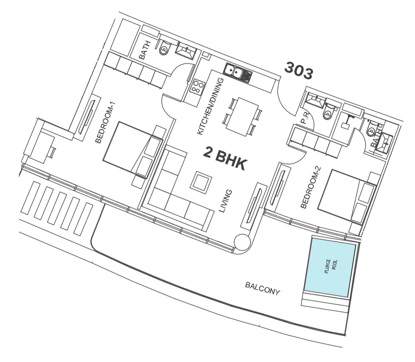2 bedroom Apartments floor plan at Villa Del Garda