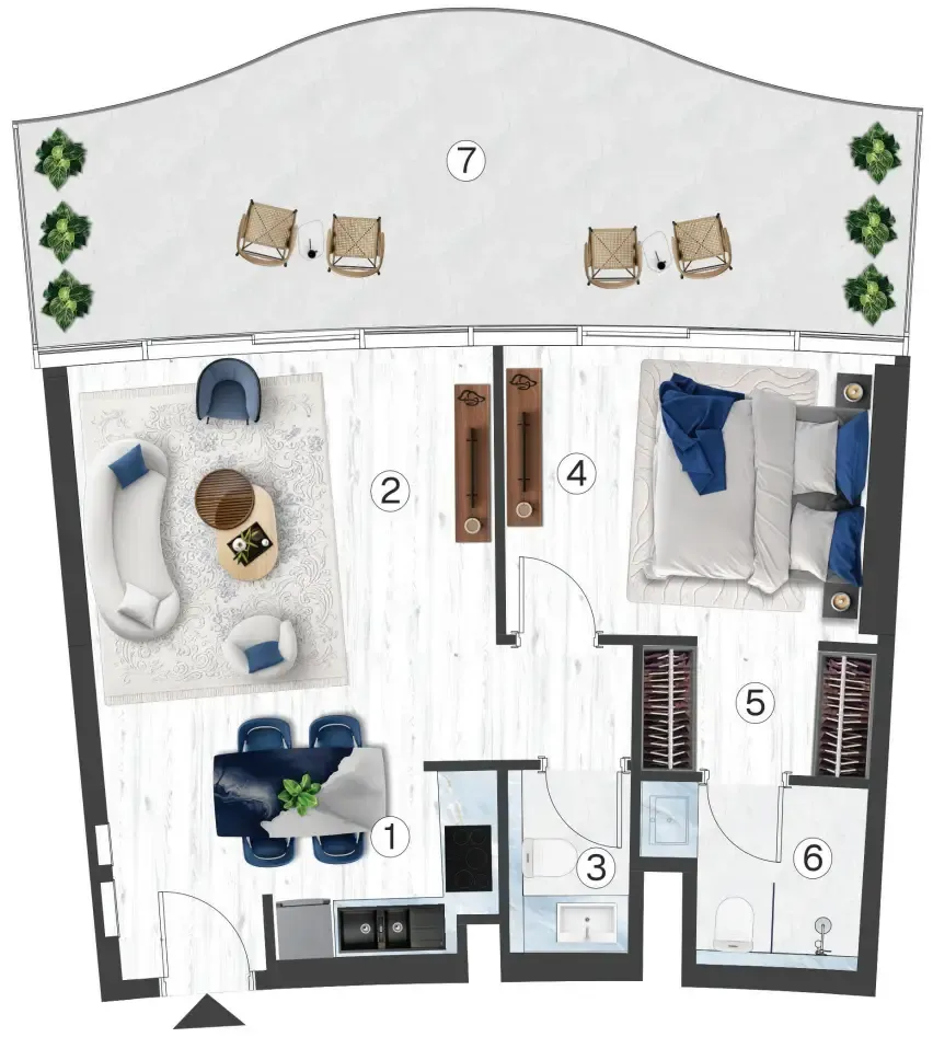 1 bedroom Apartments floor plan at Radisson Blu Hotel & Residences
